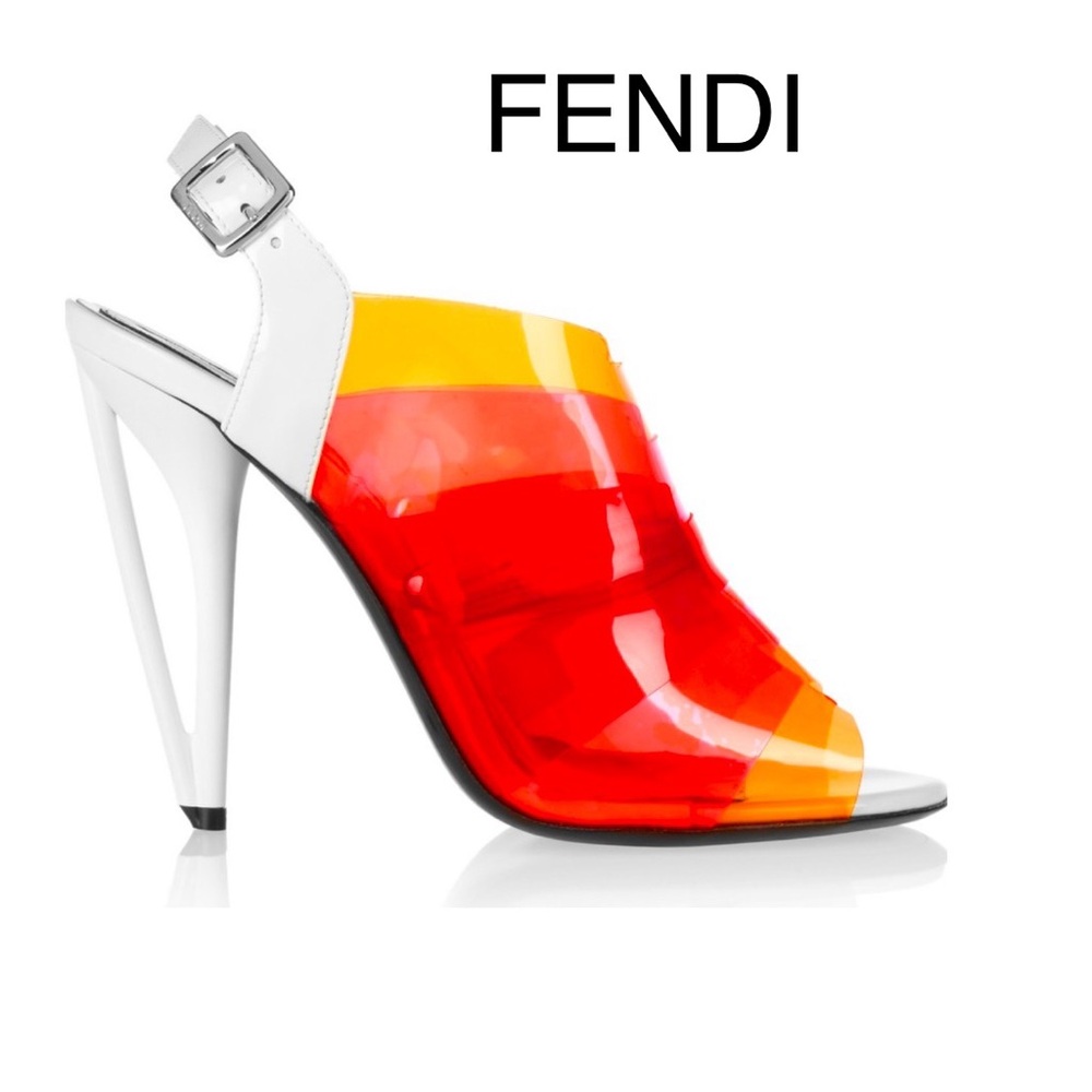 Fendi Heels neon colors 4 inch heel open toed sandals geometric heel